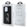 Karl Lagerfeld для iPhone 16 Pro чехол Cardslot PU Grained leather Metal Signature Hard Black