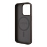 Guess для iPhone 15 Pro Max чехол PU 4G with Round Patch Metal logo Hard Brown (MagSafe)
