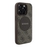 Guess для iPhone 15 Pro Max чехол PU 4G with Round Patch Metal logo Hard Brown (MagSafe)