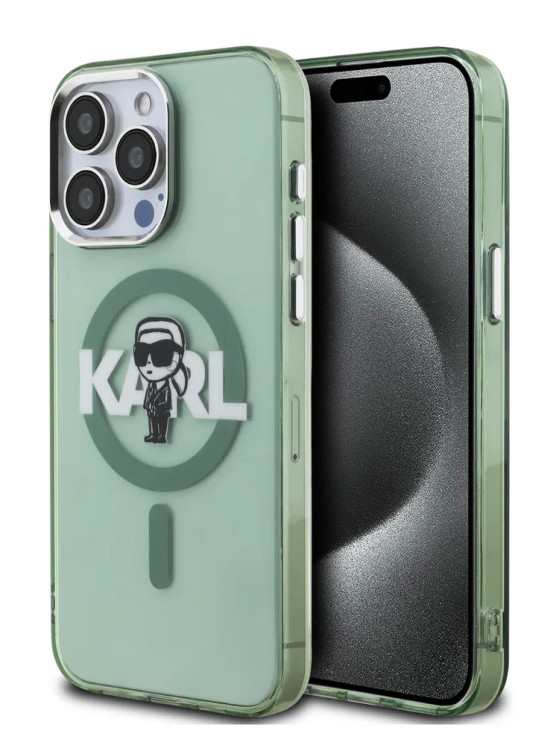 Karl Lagerfeld для iPhone 15 Pro Max чехол PC/TPU Sketch Karl Ikonik Khaki (MagSafe)