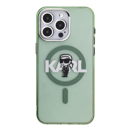 Karl Lagerfeld для iPhone 15 Pro Max чехол PC/TPU Sketch Karl Ikonik Khaki (MagSafe)