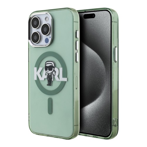 Karl Lagerfeld для iPhone 15 Pro Max чехол PC/TPU Sketch Karl Ikonik Khaki (MagSafe)