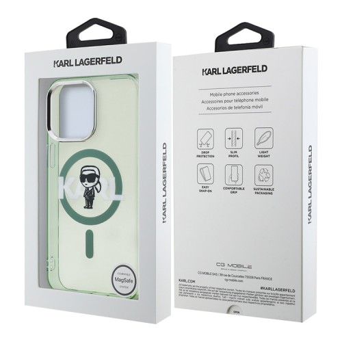 Karl Lagerfeld для iPhone 15 Pro Max чехол PC/TPU Sketch Karl Ikonik Khaki (MagSafe)