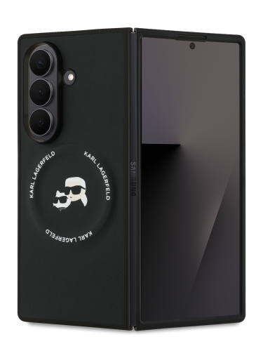 Karl Lagerfeld для Galaxy Z Fold7 чехол PU NFT Karl & Choupette Heads Pins Logo & Metallic Camera черный (MagSafe)