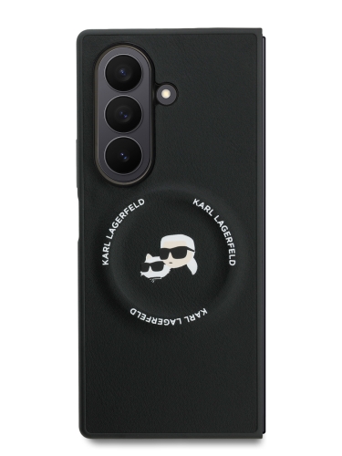 Karl Lagerfeld для Galaxy Z Fold7 чехол PU NFT Karl & Choupette Heads Pins Logo & Metallic Camera черный (MagSafe)