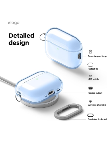 Elago для AirPods Pro 3 чехол Clear Hang case Aqua Blue
