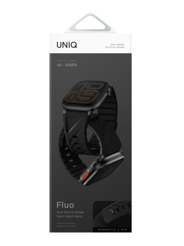 Uniq для Apple Watch 49-40 mm ремешок FLUO Silicone Rubber Black