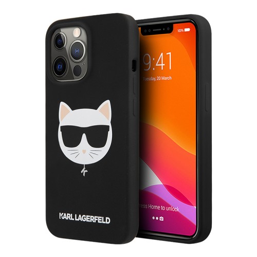 Чехол Karl Lagerfeld Liquid silicone Choupette Hard для iPhone 13 Pro, черный