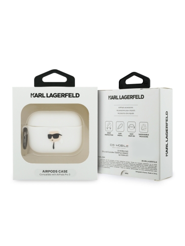 Karl Lagerfeld для Airpods Pro 3 чехол Silicone case with ring NFT 3D Karl White