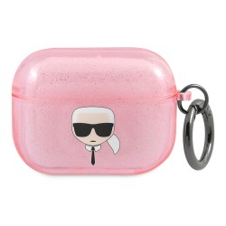 Чехол Karl Lagerfeld TPU Glitters with ring Karl Transparent для Airpods Pro, розовый