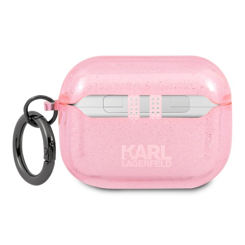 Чехол Karl Lagerfeld TPU Glitters with ring Karl Transparent для Airpods Pro, розовый