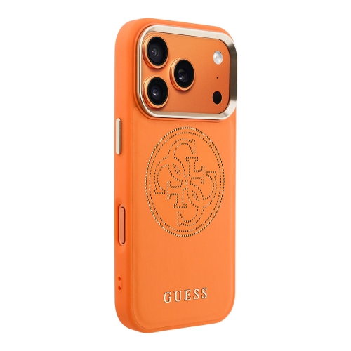 Guess для iPhone 17 Pro чехол PU with Perforated 4G logo Metal camera Hard Orange (MagSafe)