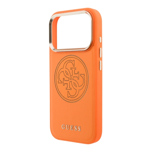 Guess для iPhone 17 Pro чехол PU with Perforated 4G logo Metal camera Hard Orange (MagSafe)