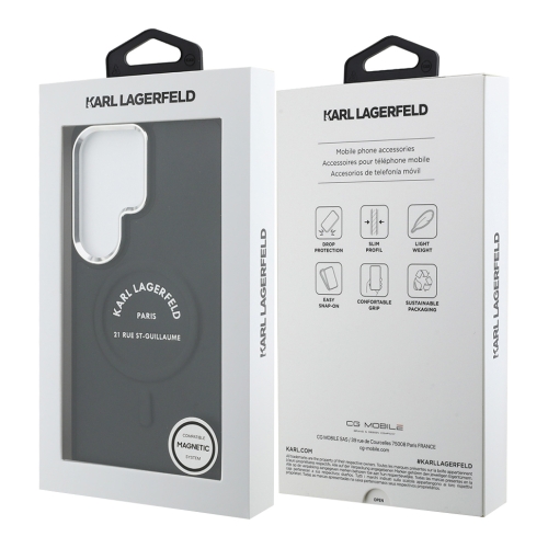 Karl Lagerfeld для Galaxy S26 Ultra чехол PU Smooth leather RSG logo Metal camera Hard Black (MagSafe)