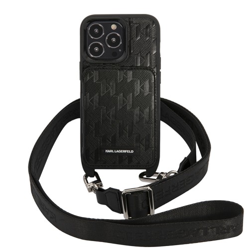 Чехол Lagerfeld Crossbody cardslot PU Monogram Plate logo Hard для iPhone 13 Pro Max, черный