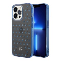 Чехол Mercedes Double layer Stars Hard для iPhone 14 Pro, черный/синий