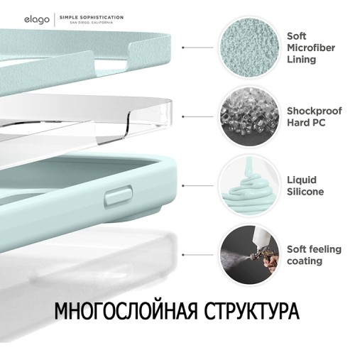 Чехол Elago Soft Silicone для iPhone 14, Mint