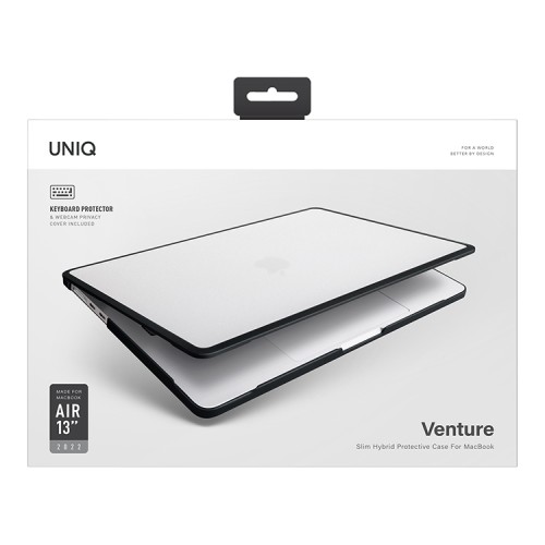 Чехол Uniq Venture для MacBook Air 13 (2022/23 M2), прозрачный/черная окантовка