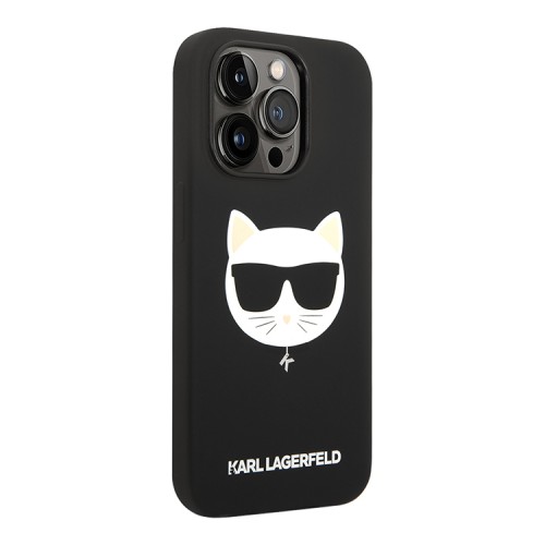 Чехол Lagerfeld Liquid silicone Choupette Hard для iPhone 14 Pro, черный (Magsafe)