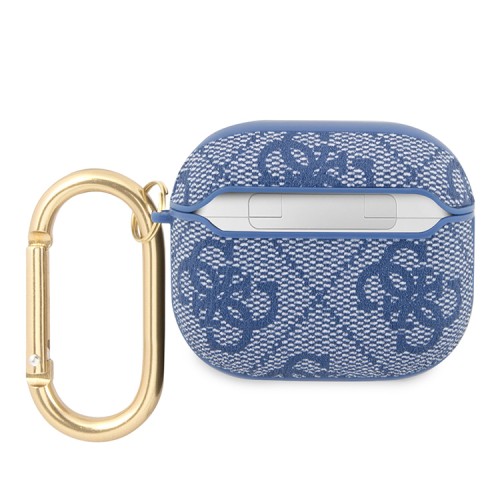 Чехол Guess PU leather 4G metal logo с карабином для Airpods 3 (2021), синий