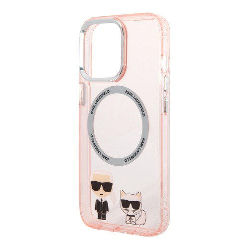 Чехол Lagerfeld Karl&Choupette Hard для iPhone 13 Pro Max, розовый (MagSafe)