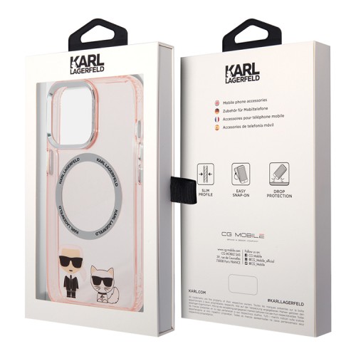 Чехол Lagerfeld Karl&Choupette Hard для iPhone 13 Pro Max, розовый (MagSafe)