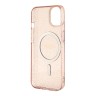 Чехол Guess Glitter Metal outline Hard для iPhone 14, розовый/золотой (MagSafe)
