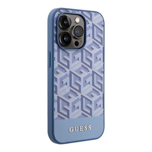 Guess для iPhone 15 Pro чехол PU G CUBE Hard Blue (MagSafe)
