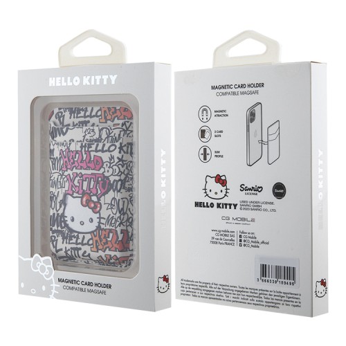 Hello Kitty магнитный бумажник Wallet Cardslot MagSafe PU leather Graffiti Tags Beige