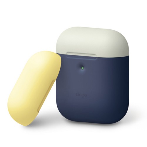 Чехол Elago Silicone Duo для AirPods 2 (wireless), синий с крышками  White и Yellow