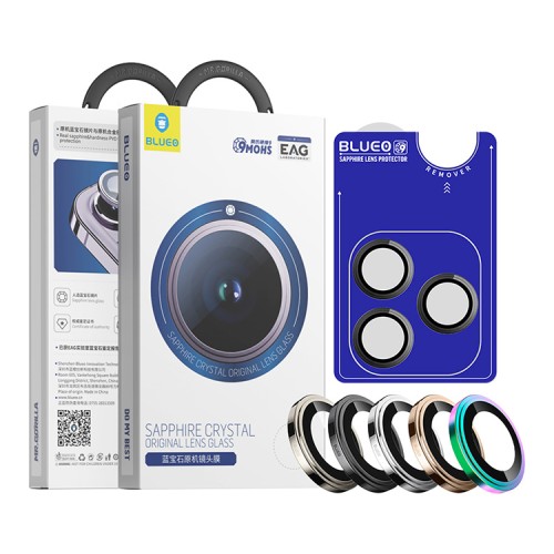 BlueO стекло для iPhone 16 Pro/16 Pro Max, Camera Lens SAPPHIRE Alloy 3 шт. Natural Titan (+instal)