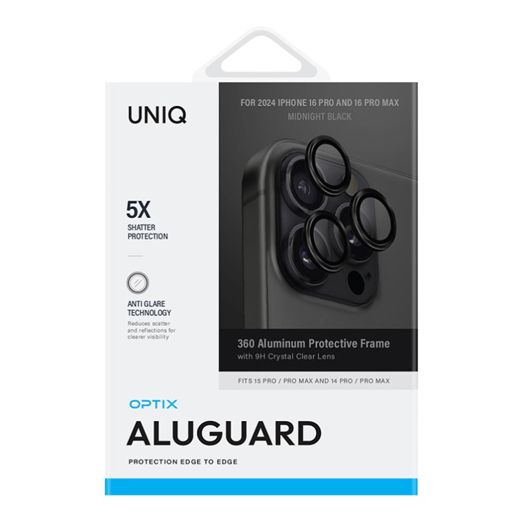 Uniq стекло для iPhone 16 Pro/16 Pro Max OPTIX Camera Lens AluGuard Black