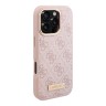 Guess для iPhone 16 Pro Max чехол PU-кожа 4G Plate metal logo Hard Pink (MagSafe)