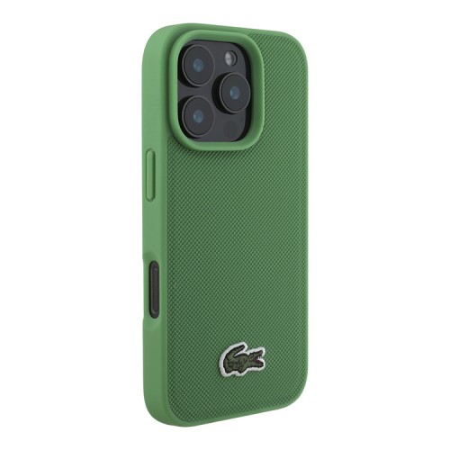 Lacoste для iPhone 16 Pro Max чехол PC/TPU&PVC iconic Woven logo Green (MagSafe)