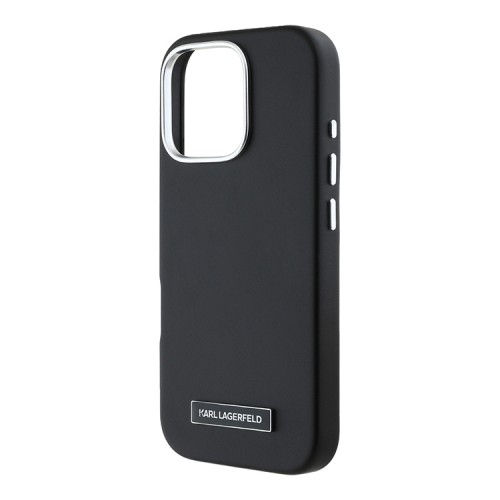 Karl Lagerfeld для iPhone 16 Pro чехол PU-кожа Grained Full Wrapped Black (MagSafe)