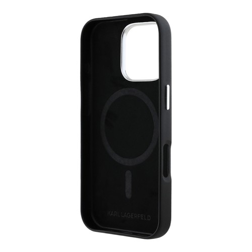 Karl Lagerfeld для iPhone 16 Pro чехол PU-кожа Grained Full Wrapped Black (MagSafe)