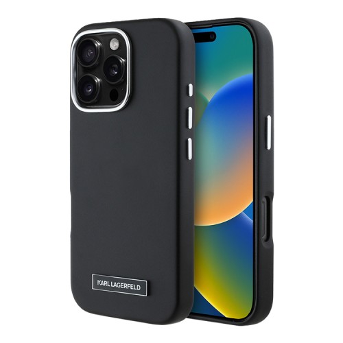 Karl Lagerfeld для iPhone 16 Pro чехол PU-кожа Grained Full Wrapped Black (MagSafe)
