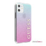 Чехол Guess Glitter Logo Hard Gradient для iPhone 11, розовый/голубой