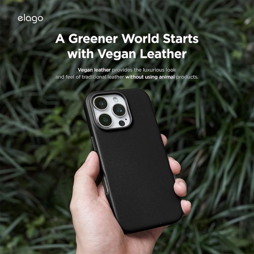 Elago для iPhone 16 Pro Max чехол PU Leather Black (MagSafe)