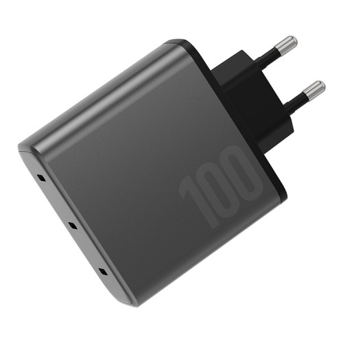 Energea СЗУ AmpCharge GaN100, 3USB-C PD/PPS/QC3.0 total 100W Gunmetal