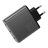 Energea СЗУ AmpCharge GaN100, 3USB-C PD/PPS/QC3.0 total 100W Gunmetal