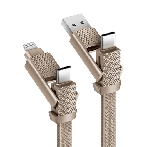 Energea Кабель Bazic GoCharge AluCable 4-in-1 (In USB-A/C, Out USB-C/Lightning) 60W Gold 15cm