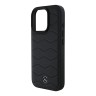 Mercedes для iPhone 16 Pro чехол Leather Waves Metal logo Hard Black