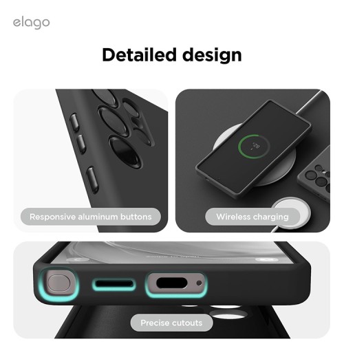 Elago для Galaxy S25 Ultra чехол Soft silicone (Liquid) Black (Magnetic)