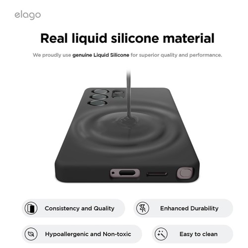 Elago для Galaxy S25 Ultra чехол Soft silicone (Liquid) Black (Magnetic)