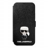 Чехол Karl Lagerfeld PU Saffiano Ikonik Karl (metal) Booktype для iPhone 12 mini, черный