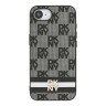 DKNY для iPhone 16e чехол PU Checkered Printed stripes Metal logo Hard Black