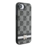 DKNY для iPhone 16e чехол PU Checkered Printed stripes Metal logo Hard Black