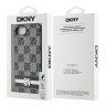 DKNY для iPhone 16e чехол PU Checkered Printed stripes Metal logo Hard Black