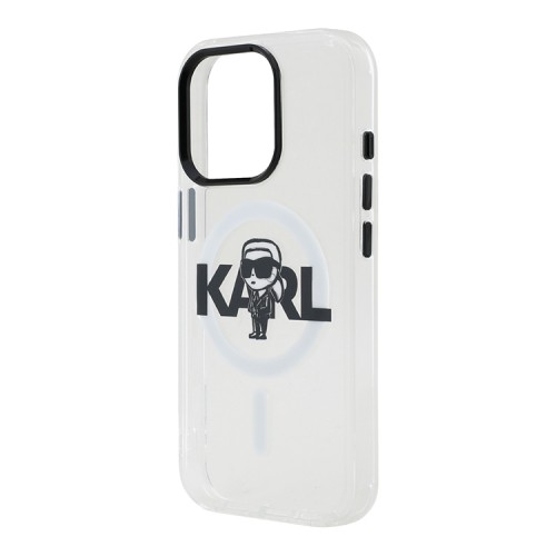 Karl Lagerfeld для iPhone 15 Pro Max чехол PC/TPU Sketch Karl Ikonik Transparent (MagSafe)